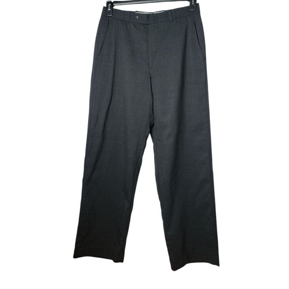 Design Men Dress Pants Flat-Front Slim Fit Waist Wool-Blend Gray Size 30
